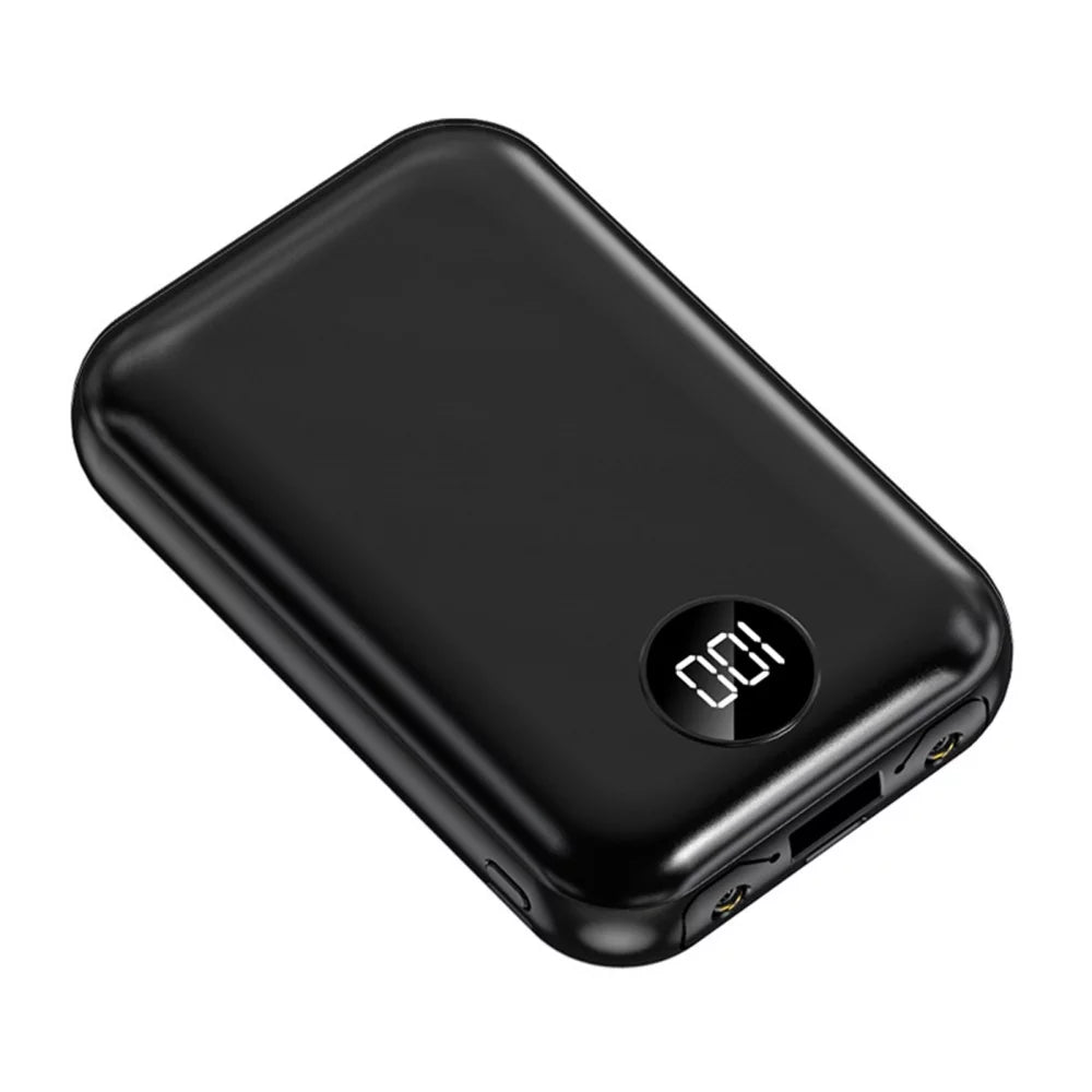 10000Mah Portable Power Bank Outdoor Emergency External Battery Pack with USB Outputs Dual LED Light for Cell Phone Black