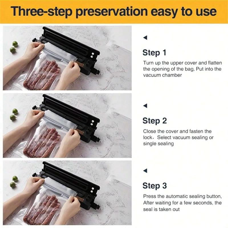 Portable Fully Automatic Vacuum Sealer Machine, Plug and Play Food Vacuum Sealer with Vacuum Bags, Household Food Storage Machine for Kitchen