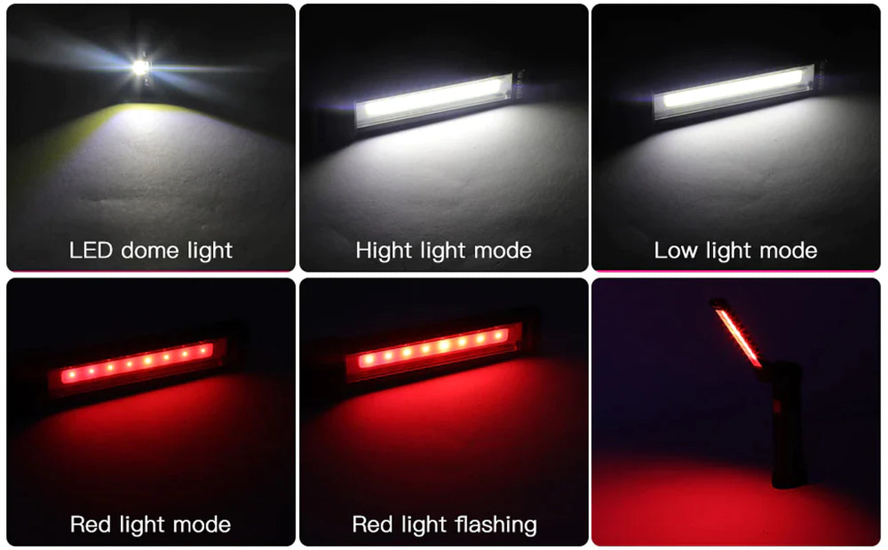 Bright & Versatile Rechargeable LED COB Work Light with Magnetic Base – Perfect for Mechanics!