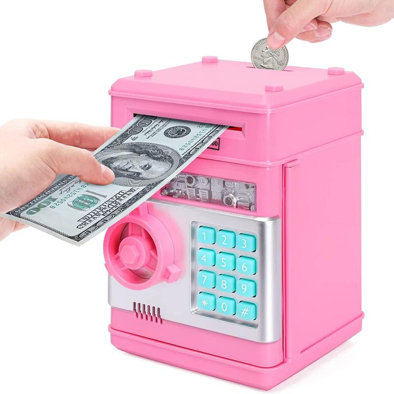 Children'S Electronic Piggy Bank Toy with Digital Cash Saving Safe Box for Coins Mini ATM Machine Spaarpot Coin Lock Security Money