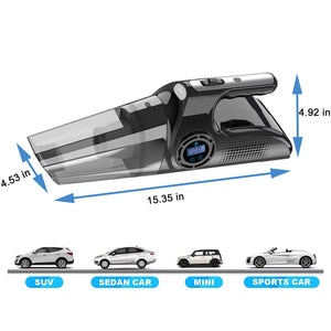 Wireless Portable Car Vacuum and Tire Inflator with Digital Pressure Gauge, LED Light, HEPA Filter, and Tire Repair Tool