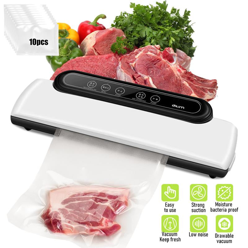 Vacuum Sealer Machine, Automatic Food Sealer Machine for Food Vacuum Packaging, Suction Power, Bags and Cutter Included, Compact One-Touch Automatic Food Sealer with External Vacuum System, Dry Moist Fresh Modes for All Saving Needs with 10 Free Bags