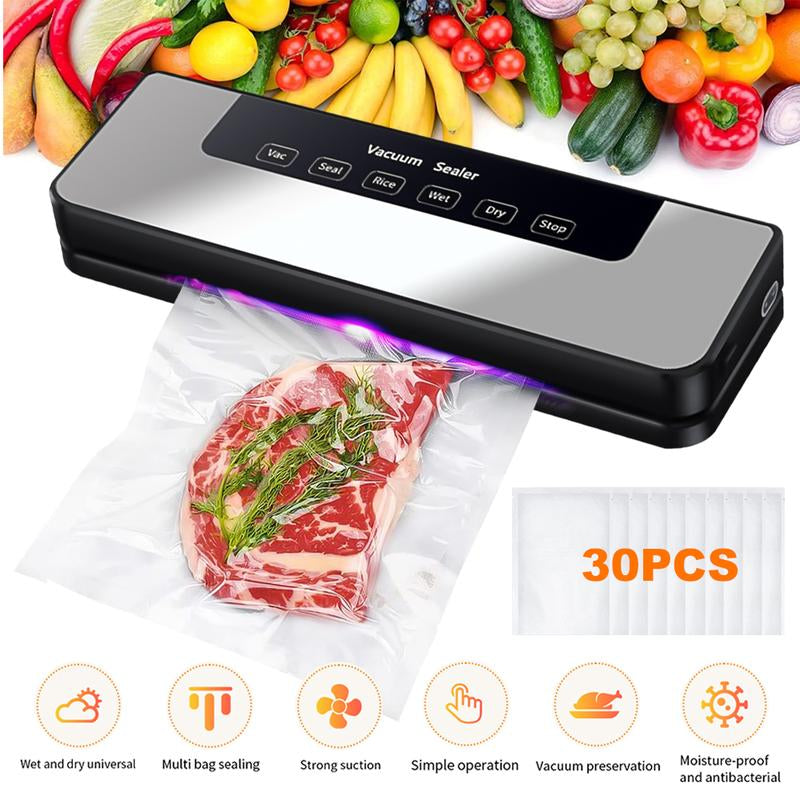 Vacuum Sealer Machine, Automatic Food Sealer Machine for Food Vacuum Packaging, Suction Power, Bags and Cutter Included, Compact One-Touch Automatic Food Sealer with External Vacuum System, Dry Moist Fresh Modes for All Saving Needs with 10 Free Bags