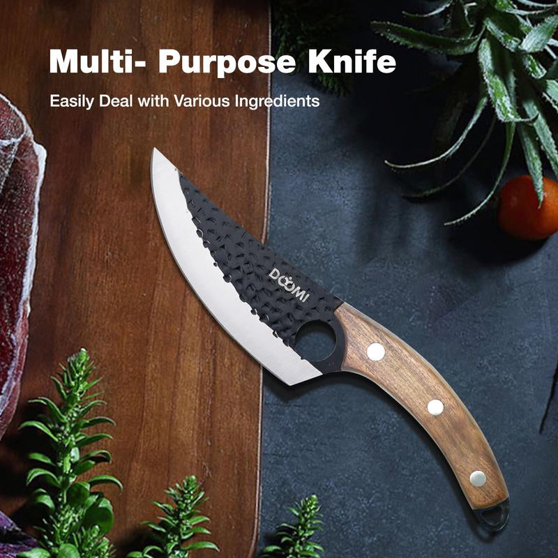 DOYOMI Japan Knives Viking Knife with Sheath, Hand Forged Chef Butcher Full Tang Boning Knife for Home, Kitchen & Outdoor Cooking, Camping BBQ Thanksgiving Christmas Gift