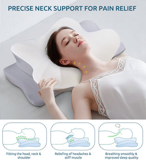 Healing Relief™ Foam Pillow for Neck Pain Relief with Breathable Cover – Great for Side, Back, and Stomach Sleepers