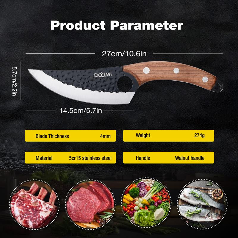 DOYOMI Japan Knives Viking Knife with Sheath, Hand Forged Chef Butcher Full Tang Boning Knife for Home, Kitchen & Outdoor Cooking, Camping BBQ Thanksgiving Christmas Gift