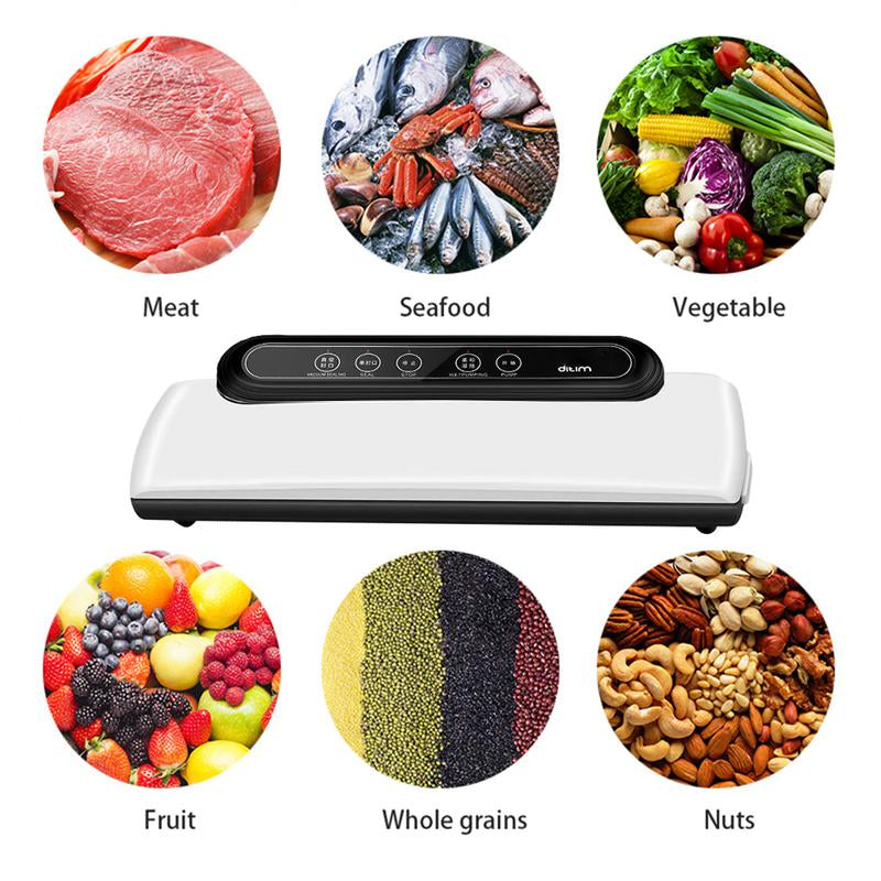 Vacuum Sealer Machine, Automatic Food Sealer Machine for Food Vacuum Packaging, Suction Power, Bags and Cutter Included, Compact One-Touch Automatic Food Sealer with External Vacuum System, Dry Moist Fresh Modes for All Saving Needs with 10 Free Bags