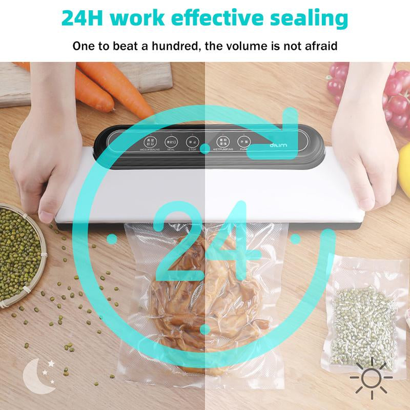 Vacuum Sealer Machine, Automatic Food Sealer Machine for Food Vacuum Packaging, Suction Power, Bags and Cutter Included, Compact One-Touch Automatic Food Sealer with External Vacuum System, Dry Moist Fresh Modes for All Saving Needs with 10 Free Bags