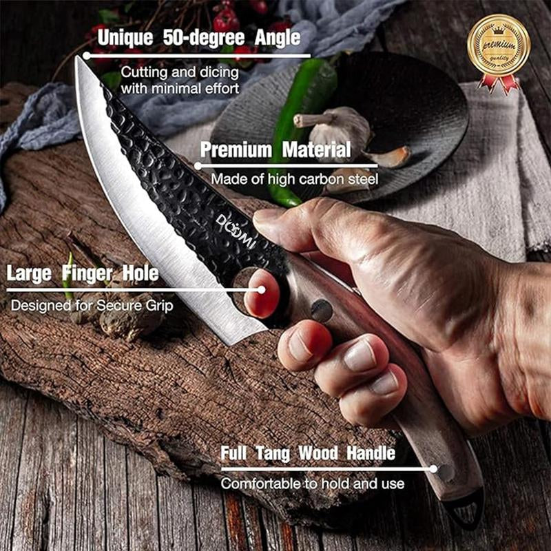 DOYOMI Japan Knives Viking Knife with Sheath, Hand Forged Chef Butcher Full Tang Boning Knife for Home, Kitchen & Outdoor Cooking, Camping BBQ Thanksgiving Christmas Gift