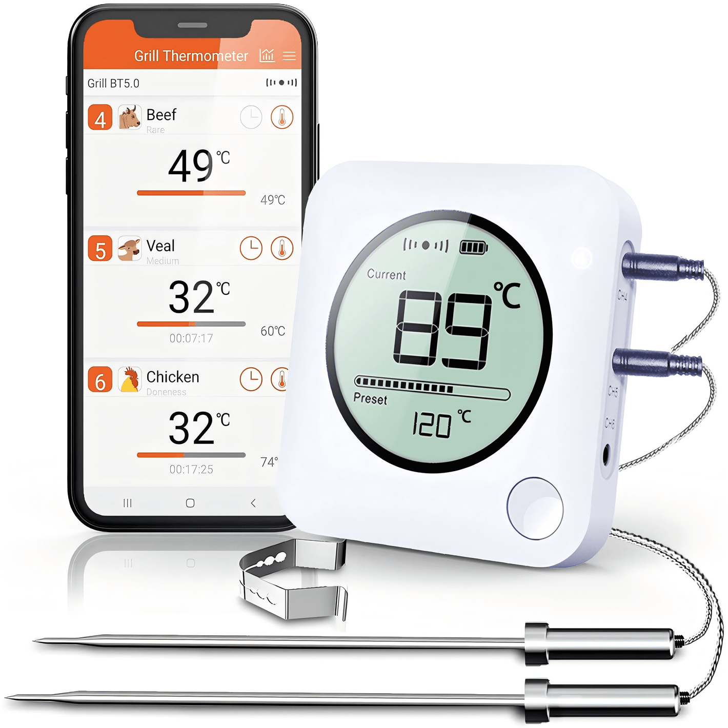 Premium Wireless Meat Thermometer with Dual Probes for BBQ, Oven, and Grill Cooking