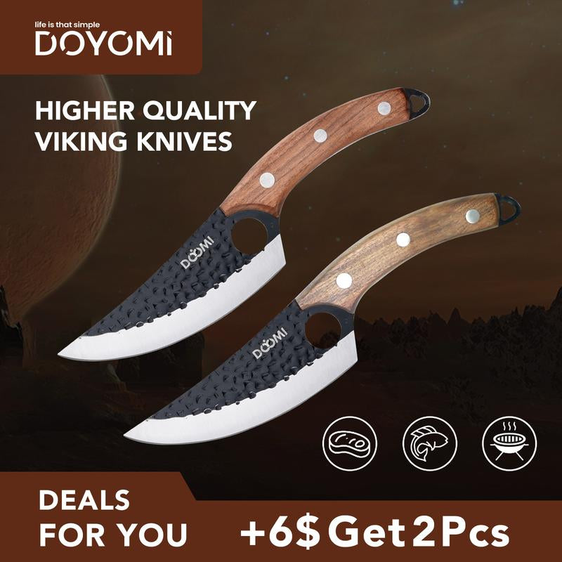 DOYOMI Japan Knives Viking Knife with Sheath, Hand Forged Chef Butcher Full Tang Boning Knife for Home, Kitchen & Outdoor Cooking, Camping BBQ Thanksgiving Christmas Gift