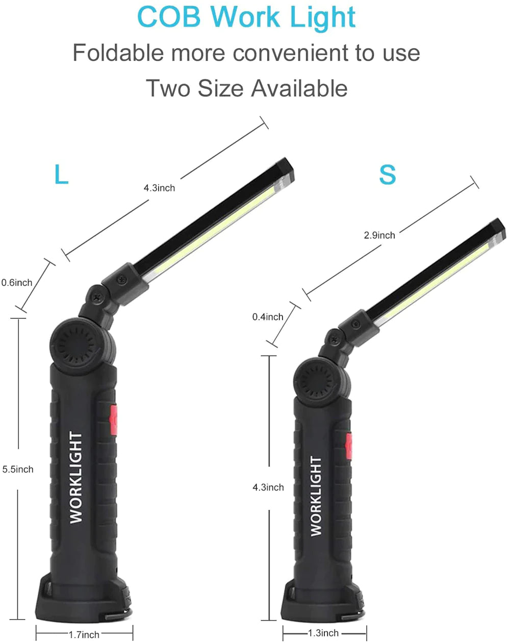 Bright & Versatile Rechargeable LED COB Work Light with Magnetic Base – Perfect for Mechanics!