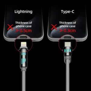 4-In-1 Universal USB Charging Cable-Max 240W Fast Charging Charger Cord with USB A+TYPE C+Lightning for Iphone 16/15 Ipad,Samsung Galaxy Devices 240 W Cable 4 En 1 4In1 Cable Max