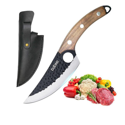 DOYOMI Japan Knives Viking Knife with Sheath, Hand Forged Chef Butcher Full Tang Boning Knife for Home, Kitchen & Outdoor Cooking, Camping BBQ Thanksgiving Christmas Gift