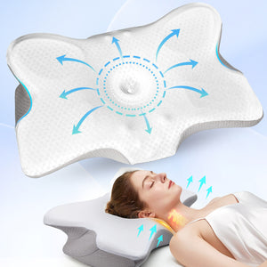 Pain Relief Cooling Pillow for Neck & Spine Support, Ergonomic Contour Cervical Pillow