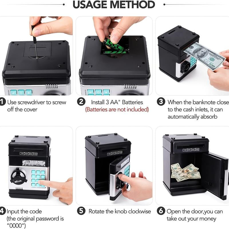 Children'S Electronic Piggy Bank Toy with Digital Cash Saving Safe Box for Coins Mini ATM Machine Spaarpot Coin Lock Security Money