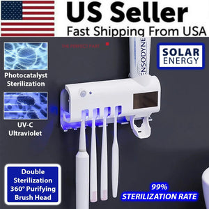 Revolutionary UV Toothbrush Sterilizer & Automatic Toothpaste Dispenser Combo