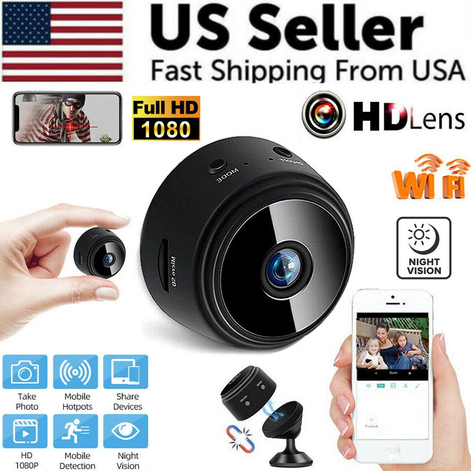 Mini Hidden Spy Nanny Camera Wireless Nanny Cam Wifi Home Security HD 1080P DVR