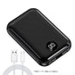 10000Mah Portable Power Bank Outdoor Emergency External Battery Pack with USB Outputs Dual LED Light for Cell Phone Black