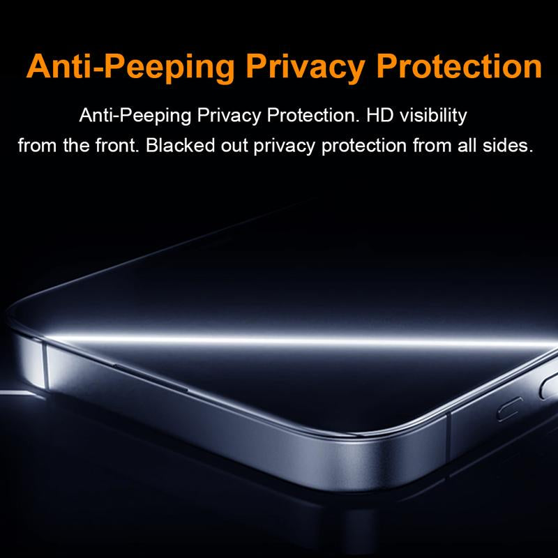 One Fish Screen Protector for Iphone 16 15 14 13 12 11 XS MAX Series with Clear or Anti-Peeping Film and Dust-Free Bubble-Free Application [2 Pack] Anti-Peeping Anti-Fingerprint Fall Protection Reinforced Glass Protective Film